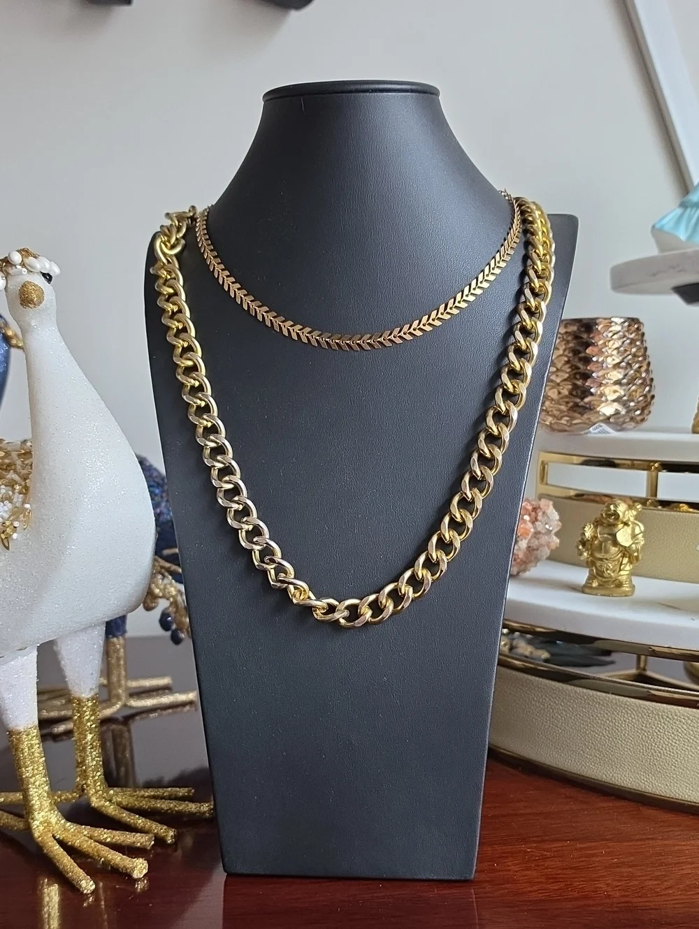 Delicate Gold Tone Layered Chain Necklace With Free Larger Chain.